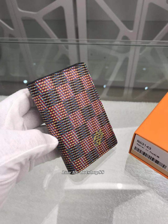 路易威登LV錢包 N63143紅格 2019秋冬款 男女款卡夾 LV新款帆布皮夾卡包 xxlv1913